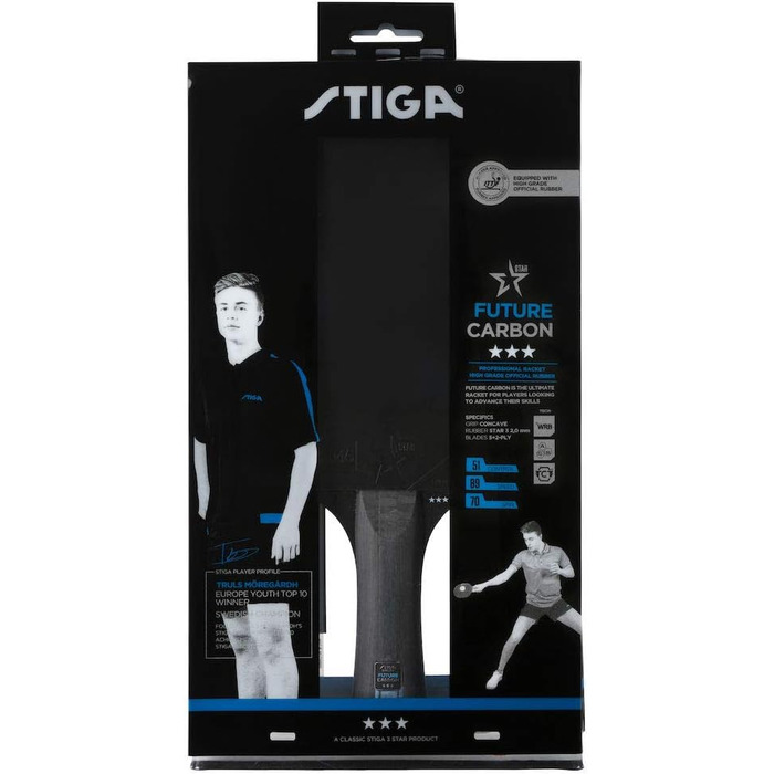 Настільна ракетка STIGA 3-Star Future Carbon, чорна/червона, карбонова, для професіоналів