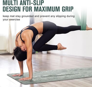 Килимок для йоги Marjar з неслизьким покриттям, фітнес-килимок для занять спортом, 183 x 61 x 0.6-1 см (сірий)