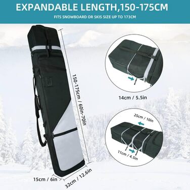 Чохол для сноуборду AUMTISC, водонепроникний, чорно-синій, для сноубордів 155-180 см