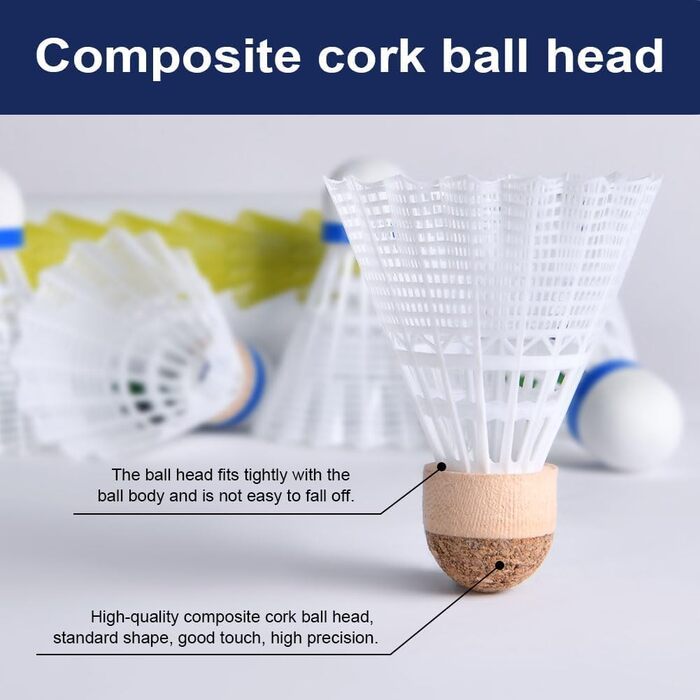 Флінтронік Бадмінтонні м'ячі, 6/12 шт. Нейлонові воланчики для бадмінтону, висока стабільність та довговічність, професійні воланчики для тренувань в приміщенні та на вулиці, відпочинок, спорт. 12 шт. Білі