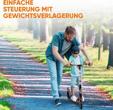 Міський ролер Hurtle Roller Kinder 10 років – складаний та регульований за висотою (84–98 см), самокат для дітей та дорослих з підставкою, з ремінком, до 100 кг (Royalbaum)