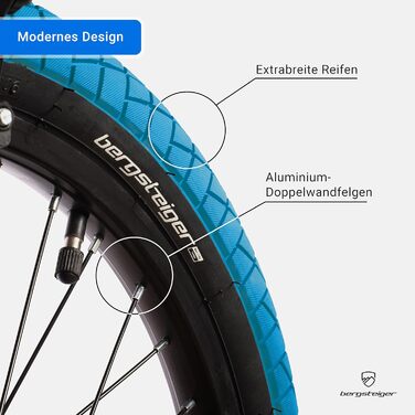 Bergsteiger Halifax BMX 20 дюймів, фетбайк, 360° ротор, фрістайл, 2 сталеві пеги, ланцюговий захист, фрівіл, синій/чорний