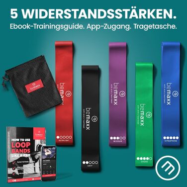 Набір гумових еспандерів для фітнесу Latex/Тканина (5 шт) + eBook | Гумки для сідниць, йоги, спорту, силових тренувань
