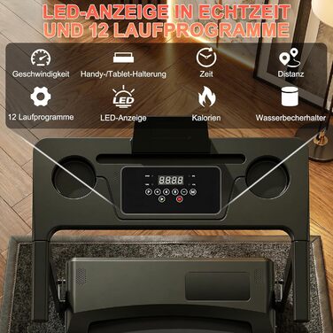 Бігова доріжка Walking Pad для дому та офісу, 1-12 км/год, кут нахилу 9%, 3 к.с., LED-дисплей, амортизація, до 120 кг