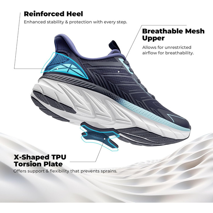 Жіночі спортивні сліпони ALLSWIFIT: зручні, дихаючі, з антиковзаючою підошвою для бігу, тенісу, фітнесу та крос-тренінгу. Білі (41.5 EU, Синій)