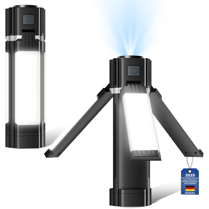 Тeleskopна кемпінгова лампа: LED-ліхтар з 5 режимами освітлення, магнітна, складна, для кемпінгу, походу, надзвичайних ситуацій (чорний)