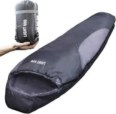 Сплячий мішок Explorer® Light 600 - Ultraleicht, 210x75x50 см, -2°C до +14°C, 700 г, 120 г/м², сірий/світло-сірий