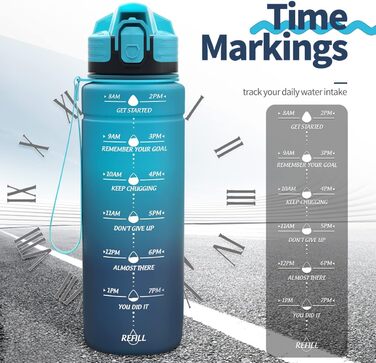 Дитяча спортивна пляшка для води Tritan 700 мл, 500 мл, 1 л, 1,5 л, 2 л. Без BPA, витримує протікання, з маркуванням часу. Для дівчаток та хлопчиків, в школу та спортзал.