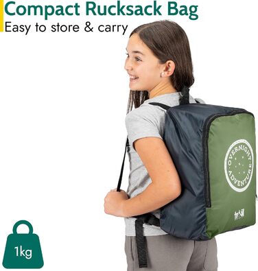 Дитячий спальний мішок Trail Mumienschlafsack для кемпінгу на 3 сезони – 300gsm, для хлопчиків та дівчаток, з легким рюкзаком – хакі