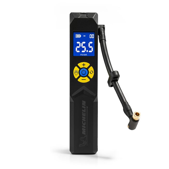 Міні-компресор Michelin Akku 10 Bar – портативний, цифровий | Для авто, велосипеда, електровелосипеда, мотоцикла, кемпера та причепа | 150 PSI, 7.4 V / 2500 mAH | LCD-дисплей, LED-підсвічування