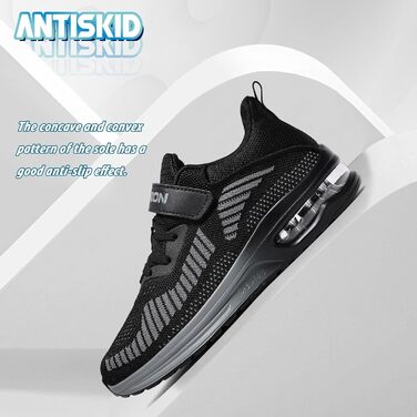 Дитячі кросівки ASHION для хлопчиків та дівчаток: м'які, гнучкі, стабільні, для фітнесу та занять у залі, розмір 35 EU, чорно-сірий