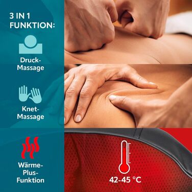 Масажер для шиї та спини VITALmaxx Shiatsu з підігрівом, 8 масажних роликів, чорний