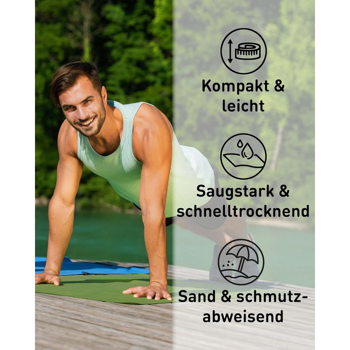 Рушник Fit-Flip з мікрофібри - компактний, швидковисихаючий, для спорту, подорожей, пляжу - 60x120 см, 1 шт.