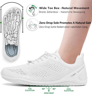 Босоніжки Geweo для жінок та чоловіків: зручні спортивні кросівки з широкою передньою частиною, легкі босоніжки для фітнесу, кросфіту, силових тренувань, трекінгу, унісекс, розміри 37-47 EU (білі, 45 EU широкі)
