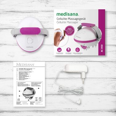 Medisana AC 850 — масажер проти целюліту для підтягнення шкіри, 6 обертових роликів, 2 інтенсивності масажу, для домашнього використання