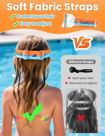 Дитяча маска для плавання та снорклінгу Supertrip, 6-14 років, скло, помаранчево-блакитна