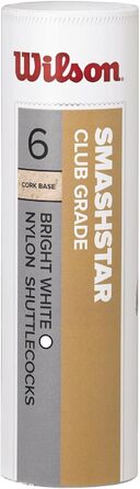 Набір воланчиків для бадмінтону Wilson Smashstar, 6 шт, білі, 77 Grains, середня швидкість