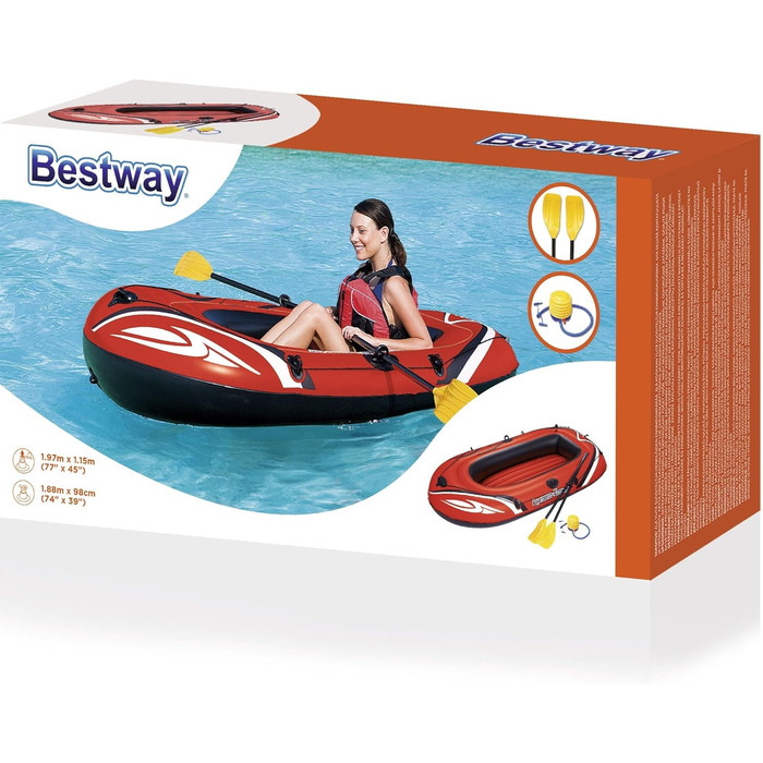 Надувний човен Bestway Kondor 2000, 188x98x30 см, для 1 дорослого і 1 дитини, комплект