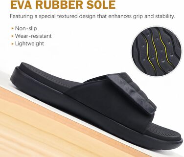 Чоловічі сандалі ONCAI з регульованими ремінцями, відкритим носком та підтримкою склепіння стопи, розмір 47 EU, чорні