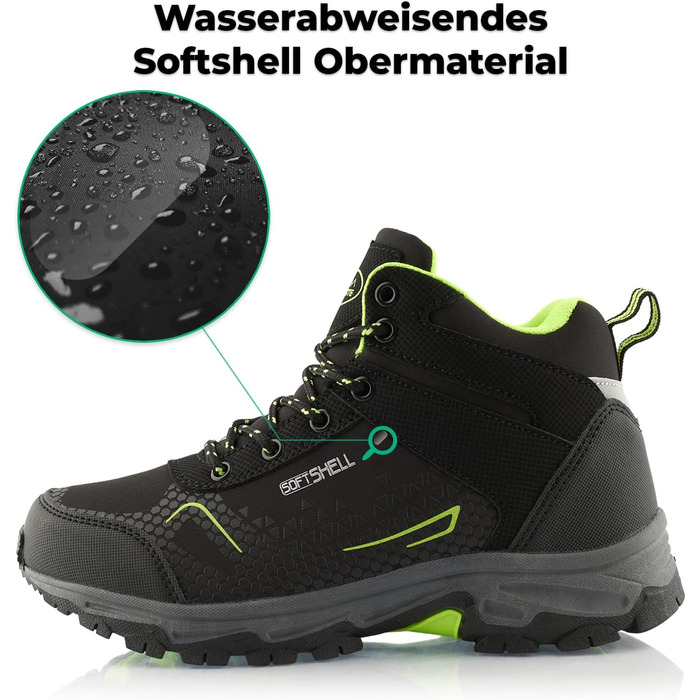 Черевики для піших прогулянок для жінок та чоловіків, зимові, водонепроникні, чорно-зелені (37 EU)