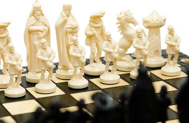 Шахи Master of Chess Black & White Edition: дерев'яна шахівниця, пластикові фігури, середньовільний стиль