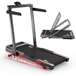 Біговий тренажер JASPORT H з нахилом 12°, 2-в-1 Walking Pad до 14 км/год, двигун 3.0HP, 18 програм, сенсорний та пульт дистанційного керування, Dual LED, складний 157 мм, Bluetooth App Zwift/Kinomap, для дому та офісу (GL3H)