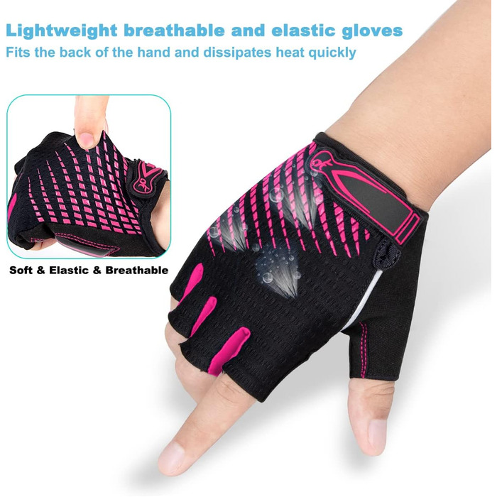 Велосипедні рукавички з відкритими пальцями, дихаючі, антиковзні, амортизуючі, короткі, літні, MTB, для чоловіків та жінок, S, рожеві