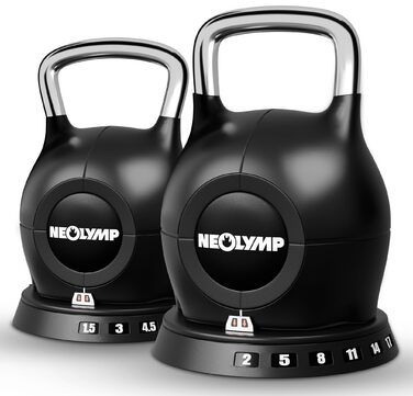 Набір гирь NEOLYMP 2-20 кг (7-в-1) регульовані для тренувань вдома - чавунні гирі з міцною нержавіючою ручкою для ефективних махів
