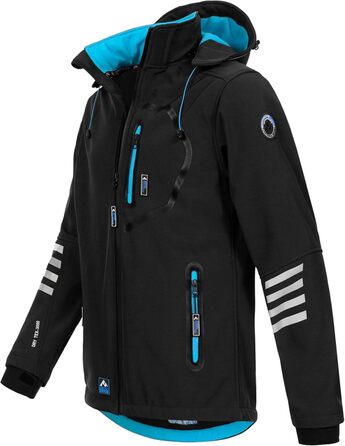 Чоловіча куртка Softshell AS301: водонепроникна outdoor-куртка з флісовою підкладкою, дихаюча, чорно-синя (5XL)