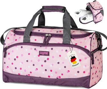 Дитяча спортивна сумка Kinder Sporttasche 25 л для дівчаток - рожево-фіолетовий принт, з відділенням для взуття та мокрих речей, регульований плечовий ремінь