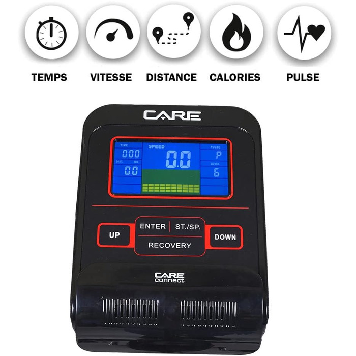 Електровелотренажер CARE FITNESS SPORTER з 21 програмою тренувань, LCD-дисплеєм та датчиками пульсу