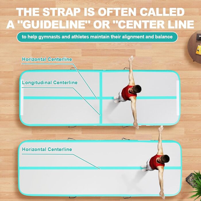 FBSPORT Airtrack Matte - килимок для гімнастики та йоги, 300x100x20 см, світло-зелений