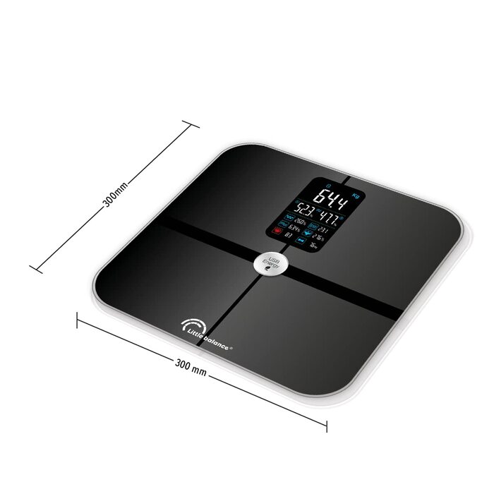 Ваги-аналізатор LITTLE BALANCE 8415 Cardio Connect 4, USB, вимірювач імпедансу, загартоване скло, чорний