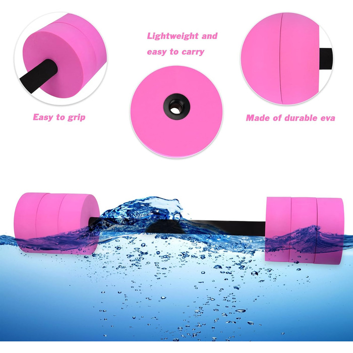 Водні гантелі BOOSTEADY для аквафітнесу: короткі та довгі, рожеві та блакитні