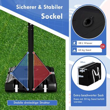 Баскетбольне кільце GOPLUS вуличне, регульована висота 143-305 см, стійка на колесах для підлітків та дорослих