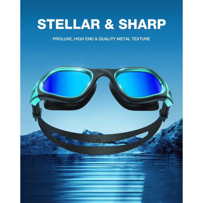Окуляри для плавання ZIONOR G1 - поляризовані, унісекс, для дорослих та жінок, проти запотівання, 100% захист від УФ-променів, один розмір (G1 MAX, G1-MAX-polarisierte SchwarzGrün-Blau)