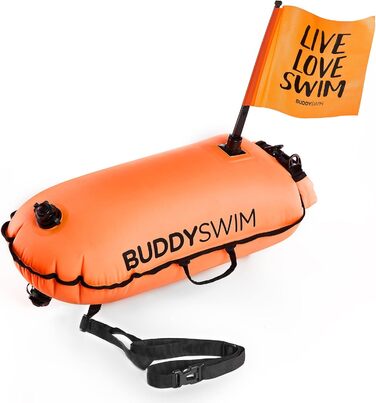 Плавальна буйок Buddyswim для відкритої води 28 л з водонепроникною внутрішньою кишенею та знімним прапорцем для підвищеної видимості, міцна, легка, складна Drybag