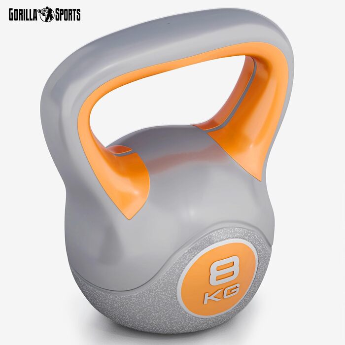 Кетлбелл GORILLA SPORTS 8 кг, пластиковий, гиря для фітнесу та тренувань, окремо або в наборі
