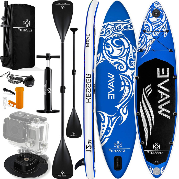 Надувна SUP-дошка KESSER® 6'' преміум для водного спорту, комплект аксесуарів, до 130 кг