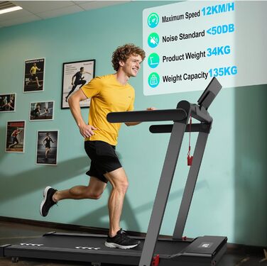 Walking Pad: Безрамковий біговий тренажер для дому з нахилом 7%, мотором 2.25HP, швидкістю 1-12 км/год, 7-шарове покриття, Bluetooth