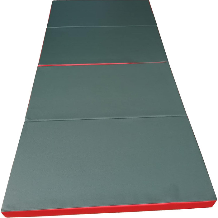 Складаний гімнастичний мат NiroSport 200x100x8 см, м'який, водонепроникний, для фітнесу, спорту, тренувань, гостьовий матрац, зелено-червоний