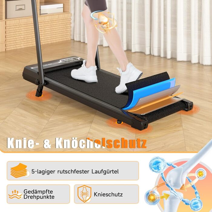 Біговий доріжка HomeFitnessCode з нахилом - Walking Pad для дому, чорно-білий (чорний, складний)