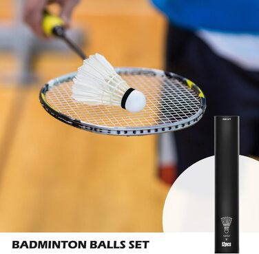 Волан для бадмінтону, 12 шт. - Натуральні пір'я, для гри в приміщенні та на вулиці, міцні та довговічні, білі