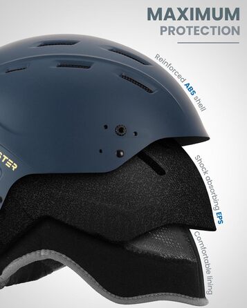 Шолом Outdooraster для сноуборду та лиж, маска 2-в-1, знімна, захисний EPS, 14 вентиляційних отворів, для чоловіків, жінок та підлітків (блакитний, розмір M)