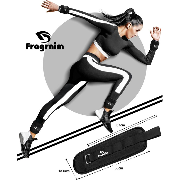 Ваги для ніг та рук Fragraim (2 шт): 0.5кг, 1кг, 1.5кг, 2кг, 2.5кг, 3кг, 5кг - для фітнесу, бігу, гімнастики, залізні