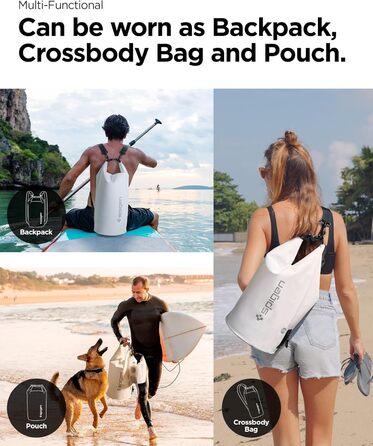 Набір водонепроникних сумок Spigen Dry Bag Set [Aqua Shield] 20L+21L для пляжу, плавання, кемпінгу, каякінгу, човнів (Snow White)