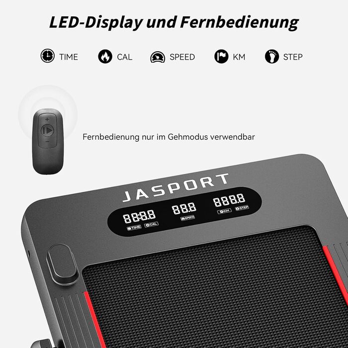 Біговий тренажер JASPORT GL3H з нахилом 12°, складаний, Bluetooth, підтримка Zwift/Kinomap, 14 км/год, 3.0HP, 18 програм, LED дисплей, дистанційне керування, для дому та офісу