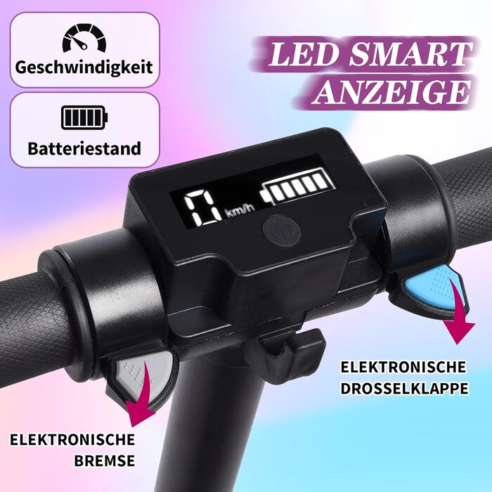 Дитячий електросамокат KHHK 6,5'' з LED-підсвіткою, подвійним амортизатором, мотором 130 Вт, швидкість до 14 км/год, складаний електроскутер для дітей 6-14 років