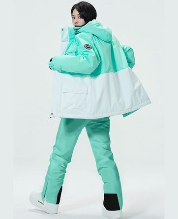 WOWULOVELY Жіночий зимовий костюм для катання на лижах, водонепроникний, вітронепроникний, комплект куртки та штанів, ізольований сніговий костюм, для сноубордингу, білий (XL, White-f)