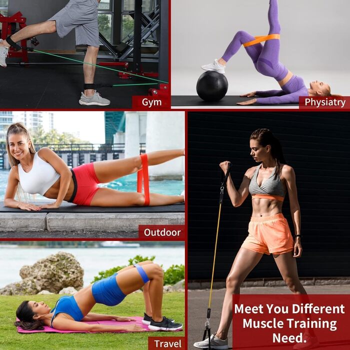 Набір еластичних стрічок для фітнесу VEICK: 16 шт. для калістеніки, пілатесу та фітнесу